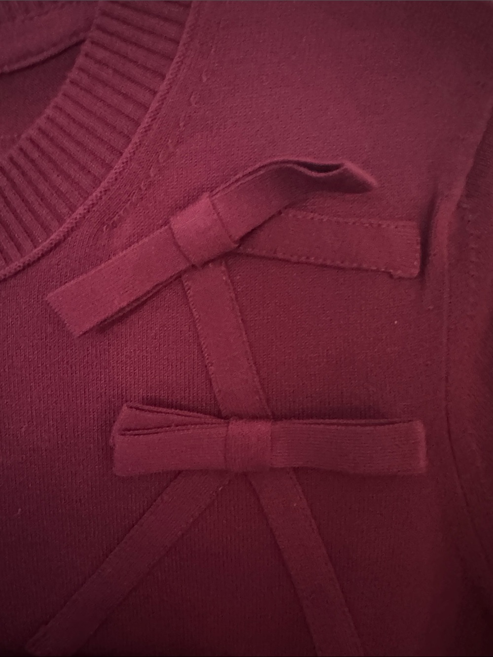 Maeve Maroon Bow-Accent Short Sleeve Cardigan - Picture 4 of 6